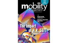 Mobility Management cover shows close-up of titanium with colored light shining on it to make it rainbow colored.