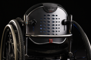 RESPIRA backrest seen on ultralightweight wheelchair.