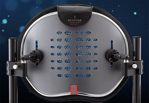 Back view of the Respira back support with ventilation visible.